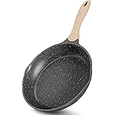 JEETEE 8 Inch Nonstick Frying Pan, Stone Coating Cookware, Nonstick Omelette Pan with Heat-Resistant Handle, Compatible with All Stoves (Grey)