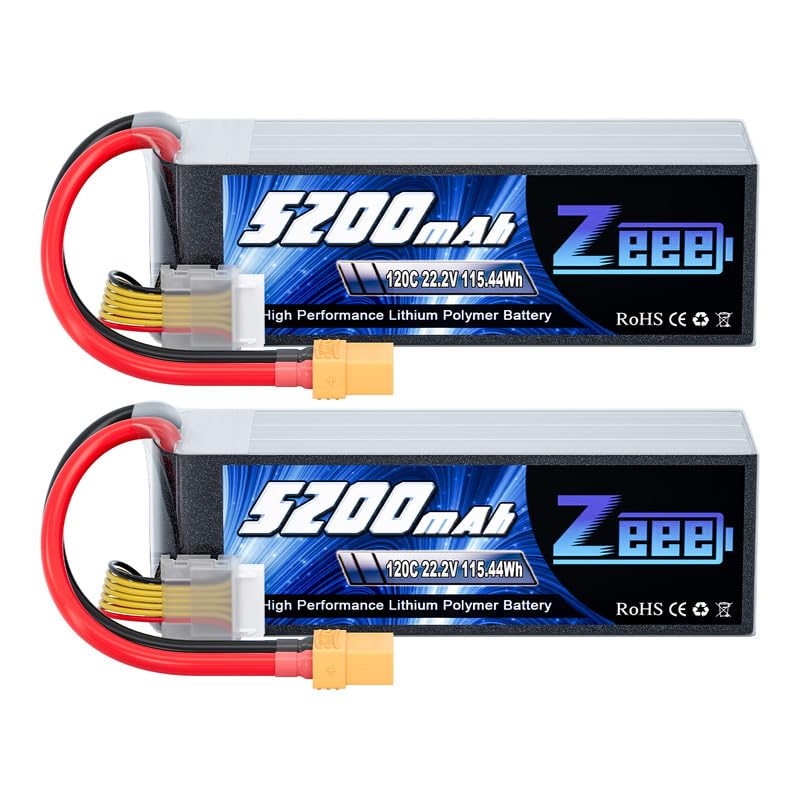 Photo 1 of Zeee 6S Lipo Battery 5200mAh 22.2V 120C Soft Case Lipo with XT90 Connector RC Battery for RC Car Truck Airplane Helicopter Quadcopter Boat (2 Pack)
