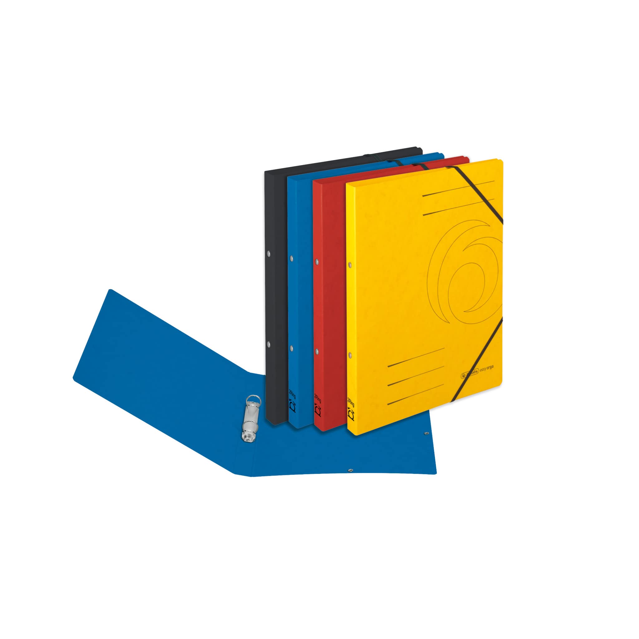 Herlitz Quality Ring Binder A4 Cardboard Assorted Colours 2 Ring Mechanism Spine Width 25 mm Pack of 5