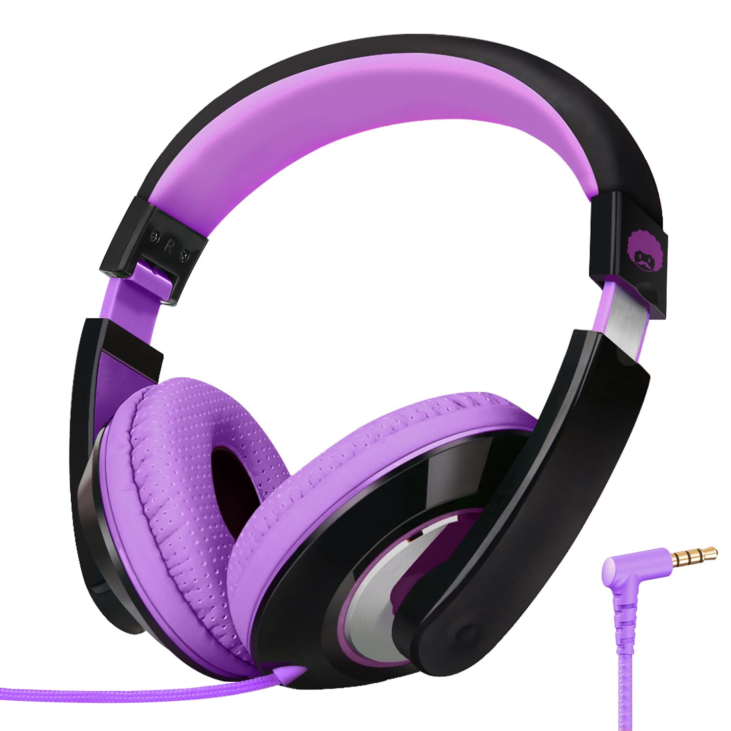 RockPapa Over Ear Stereo Headphones Earphones, Black & Purple — image 1