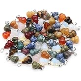LE SKY 20 Pcs Natural Stone Pendants Gourd Shape Healing Chakra Crystal Quartz Agate Stone Accessories for Jewelry Making Necklace Earrings