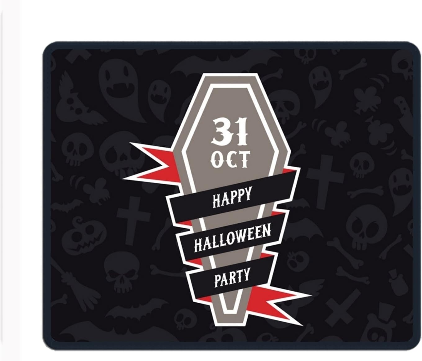 Happy Halloween Party Mouse Pad/Mat Stitched Edges Non-Slip Rubber Mousepad 11.8/9.85/0.12
