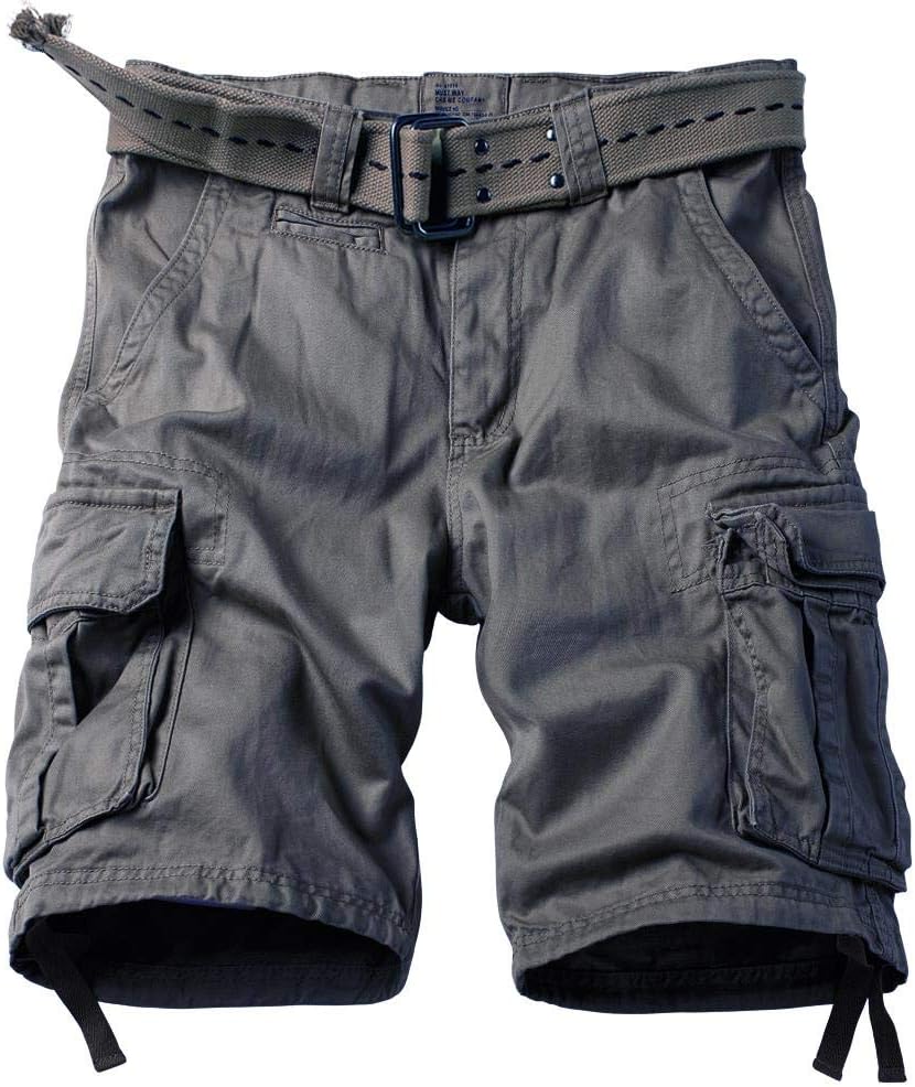 MUST WAY Men's Multi Pocket Loose Fit Cotton Twill Cargo Shorts
