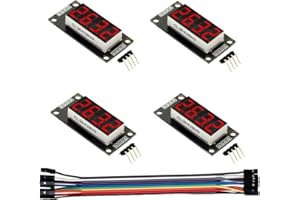 HiEmbedLogic Four Digit 0.36" Digital Display LED Seven Segments Double Dots Module Inbuilt TM1637 Serial Driver Board (Red Color- 4 pcs)