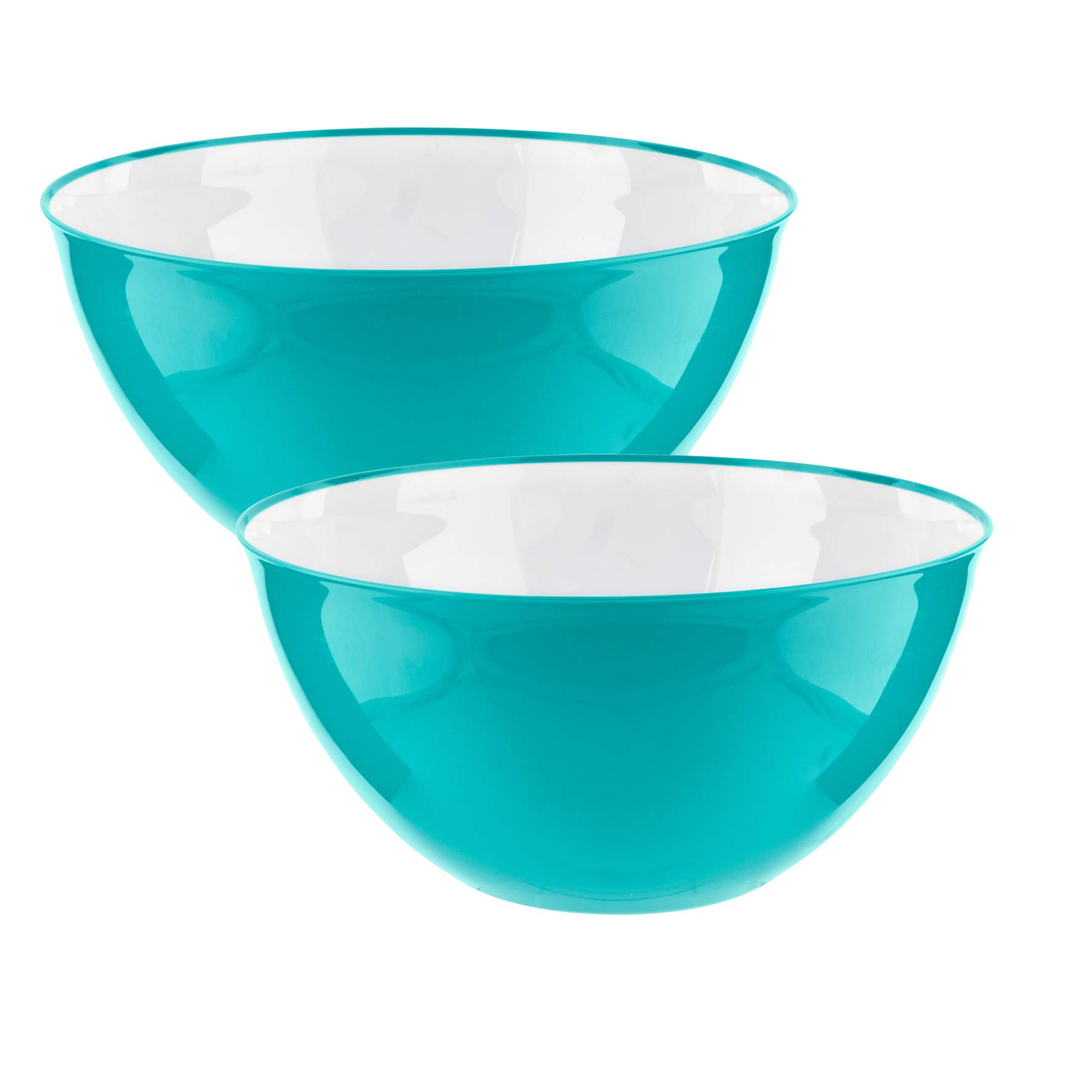 HOMESHOPA Large Salad Bowl Set of 2 Blue 25cm, Unbreakable & Lightweight Reusable Plastic Serving Bowls, Microwave, Dishwasher & Freezer Safe, BPA Free Kitchen Tableware Big Mixing Bowls