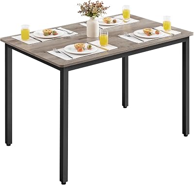 VASAGLE Dining Table 70 x 110 cm Industrial Heather Greige Ink Black KDT081G01