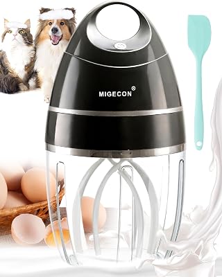 MIGECON Stand Mixer, Portable Small Kitchen Electric Food Mixer, Rechargeable Household Mixer Beater for Shampoo and Pet Foam Whipper, One-Click Operation, Dark Gery, with a Cleaning Scraper
