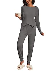 Ekouaer Womens Ribbed Knit Pajama Sets 2 Piece