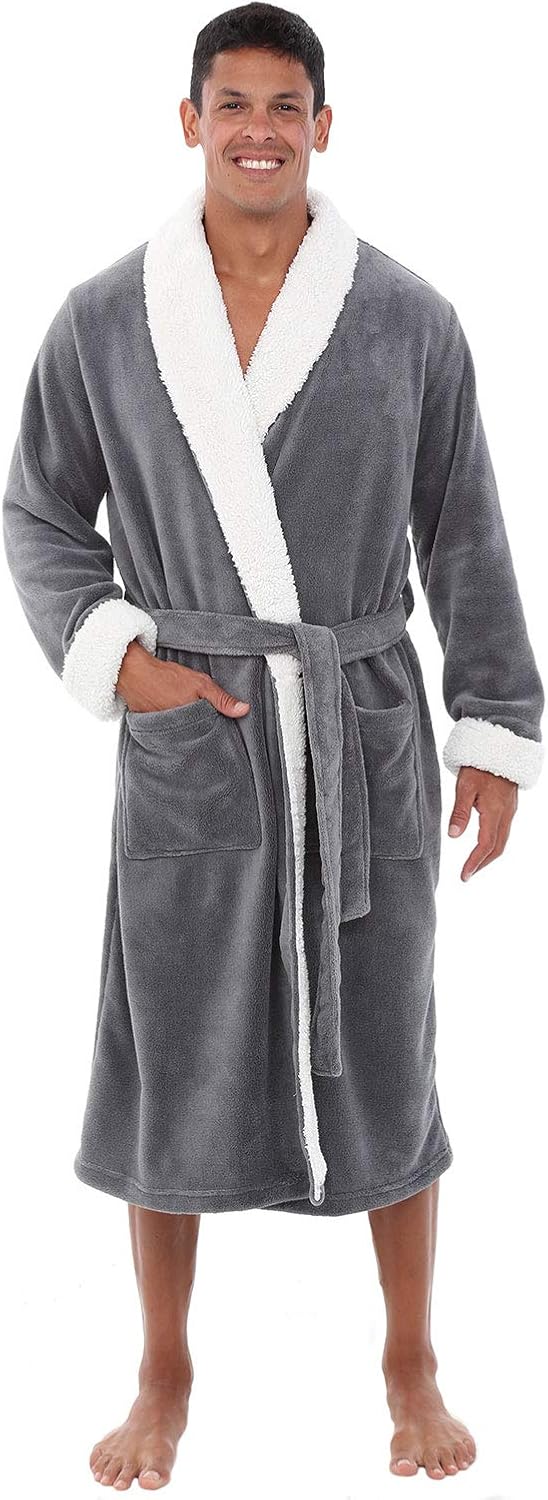 Alexander Del Rossa Men's Warm Fleece Robe, Plush Bathrobe at  Men’s Clothing store