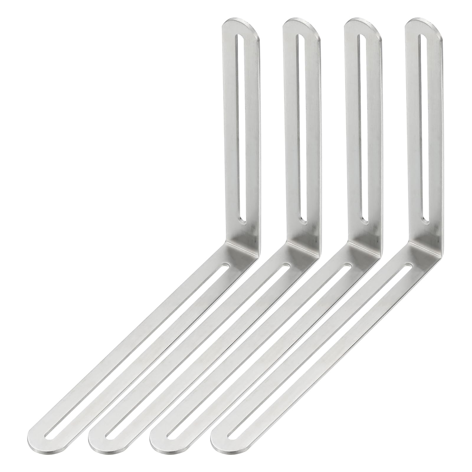 PATIKIL 7 22/25" Adjustable L-Shape Corner Brace with Slot, 4 Pcs Slidable Slotted Joint Right Angle Bracket Metal Corner Connector Bracket for Wood Chair Furniture, Silver