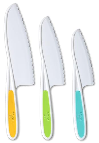 Tovla Jr. Kid Safe Knife Gift Set for Real Cooking | Educational | Toddler Kitchen Knives | Montessori and STEM Cooking Tools Ages 4 to 12 | BPA Free, Dishwasher Safe | Birthday Gift
