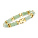 Ross-Simons Jade Good Fortune Bracelet in 18kt Gold Over Sterling, Elegant Bracelet for Women, Silver Jewelry, Christmas, Birthday Gift, 7.5"