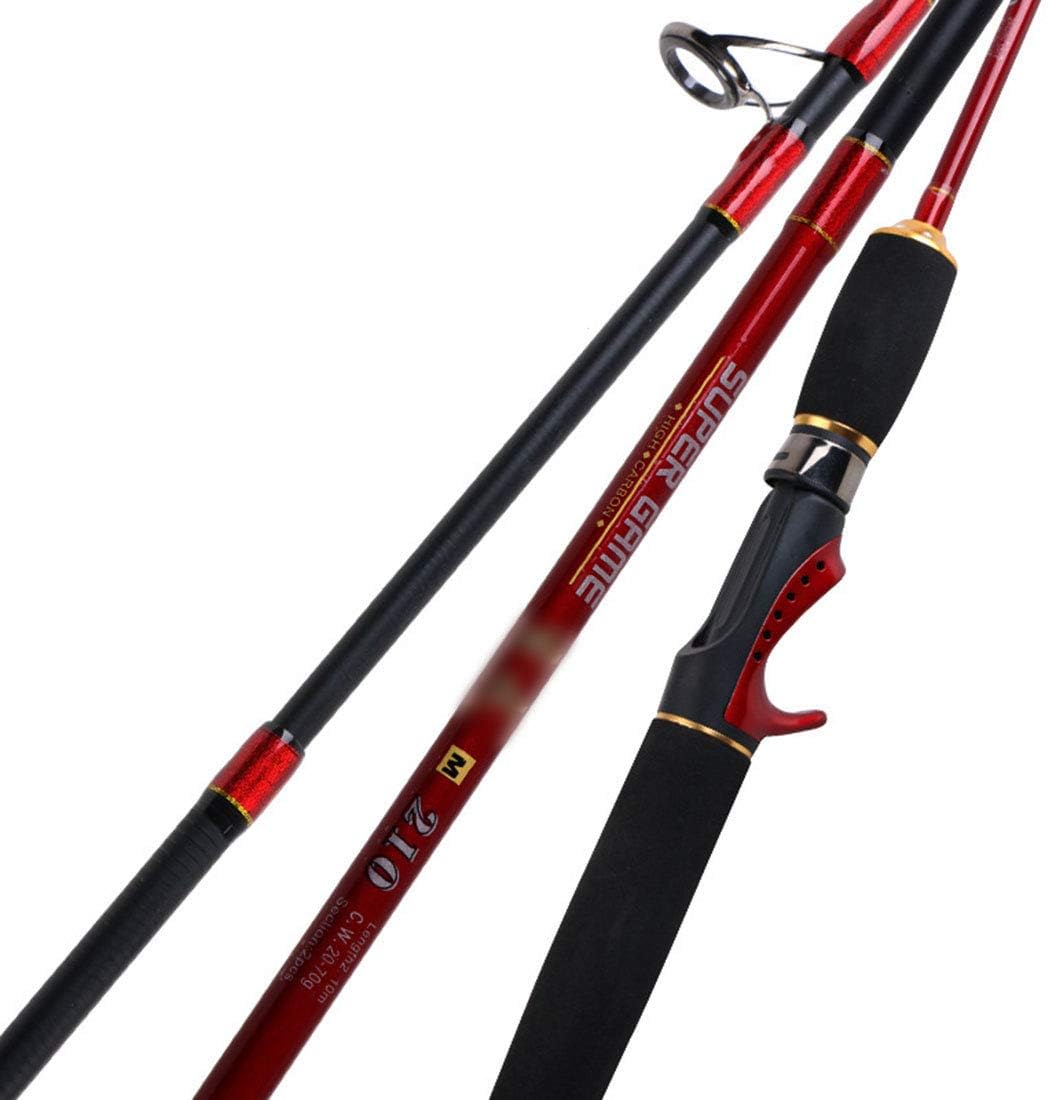 WAVENI Fishing Rods Carbon Steel Rods for Travel Surf Saltwater Freshwater Bass Boat Fishing (Size : 210cm)