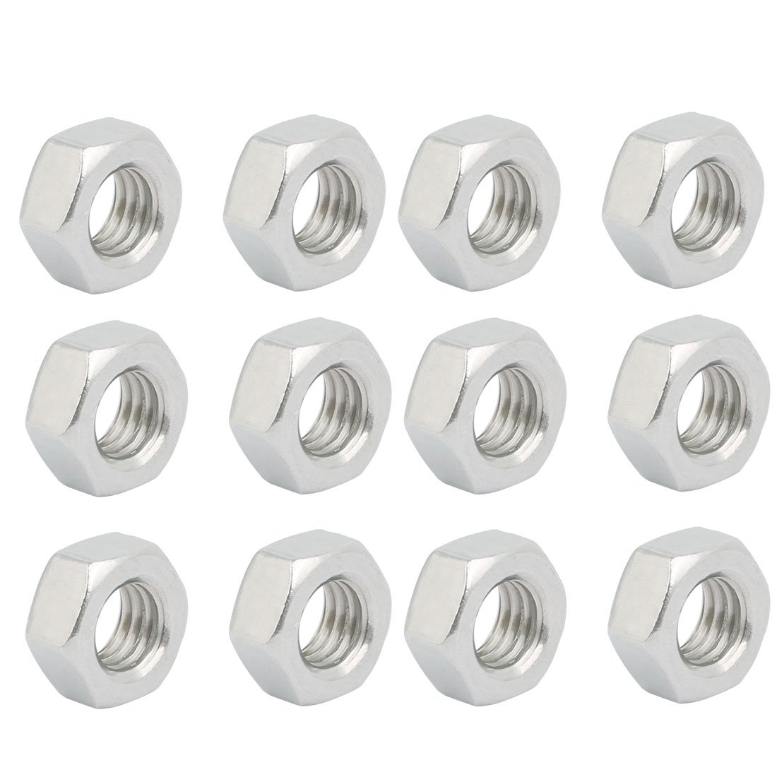 Sourcingmap 12pcs M8 x 1.25mm Pitch Metric Thread Carbon Steel Zinc Plated Left Hand Hex Nuts