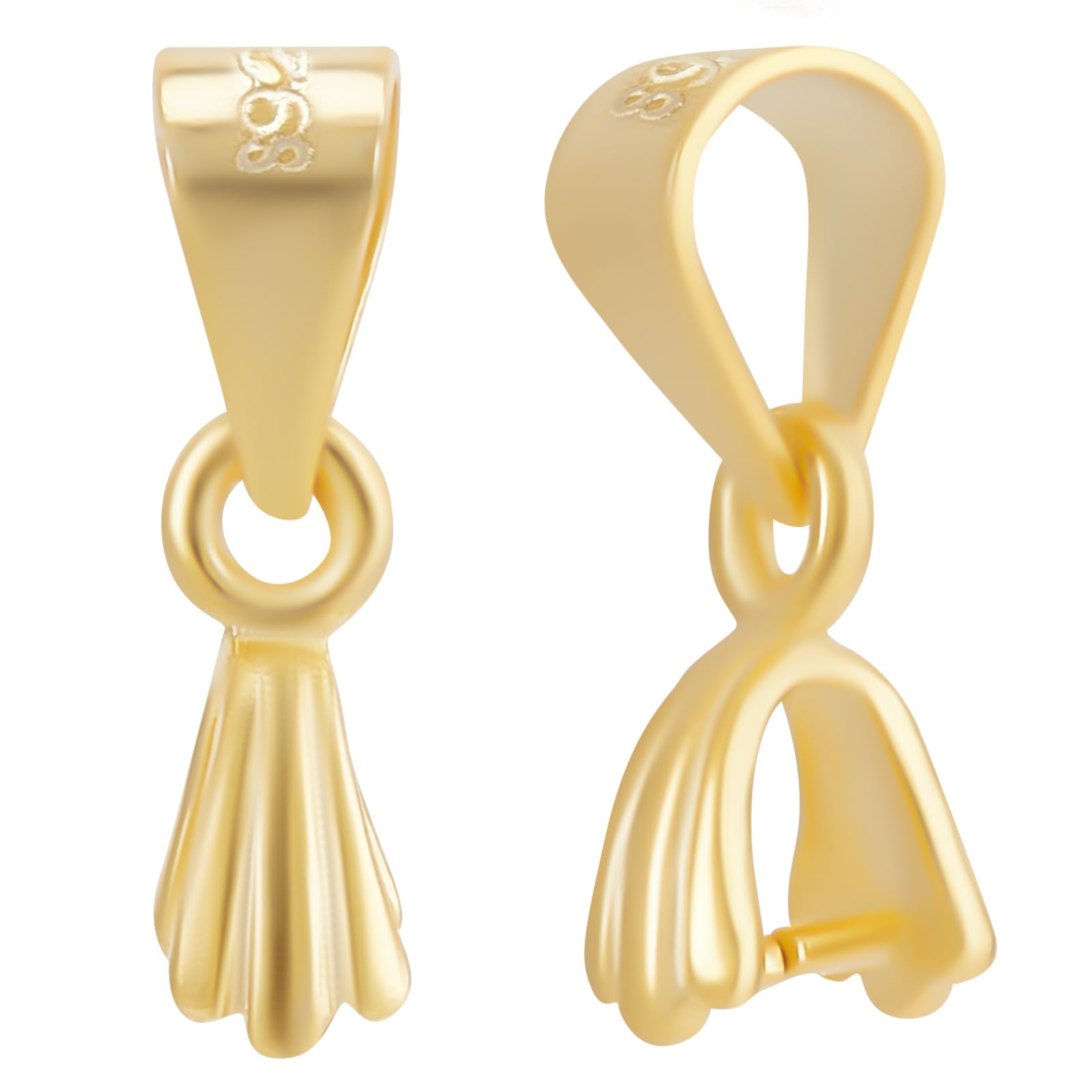 Beebeecraft 1 Box 6Pcs Pinch Bails Clasp 925 Sterling Silver Ice Pick Pinch Bails Gold Color Dangle Charms Pendant Connector for Necklace Jewellery Making