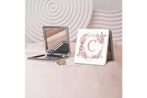 Minimalist Letter-Style Portable Makeup Mirror, Foldable mini Handheld Makeup Mirror, Double-Sided flip Pocket Mirror with Ma