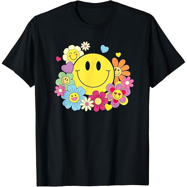 Amazon.com: Happy Retro Rainbow Flower T-Shirt : Clothing