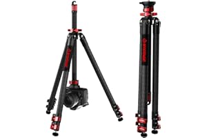 IFOOTAGE 65" Carbon Fiber Video Tripod, Professional Camera Tripods 3 Sections with Centre Pole,Max Load 17.6 lbs, Compatible