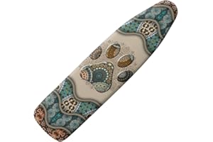 doginthehole Ironing Board Cover Boho Dog Paw Print Standard Ironing Board Cover with Elastic Edge and Hook and Loop Fasteners, Home Replacement Ironing Accessories