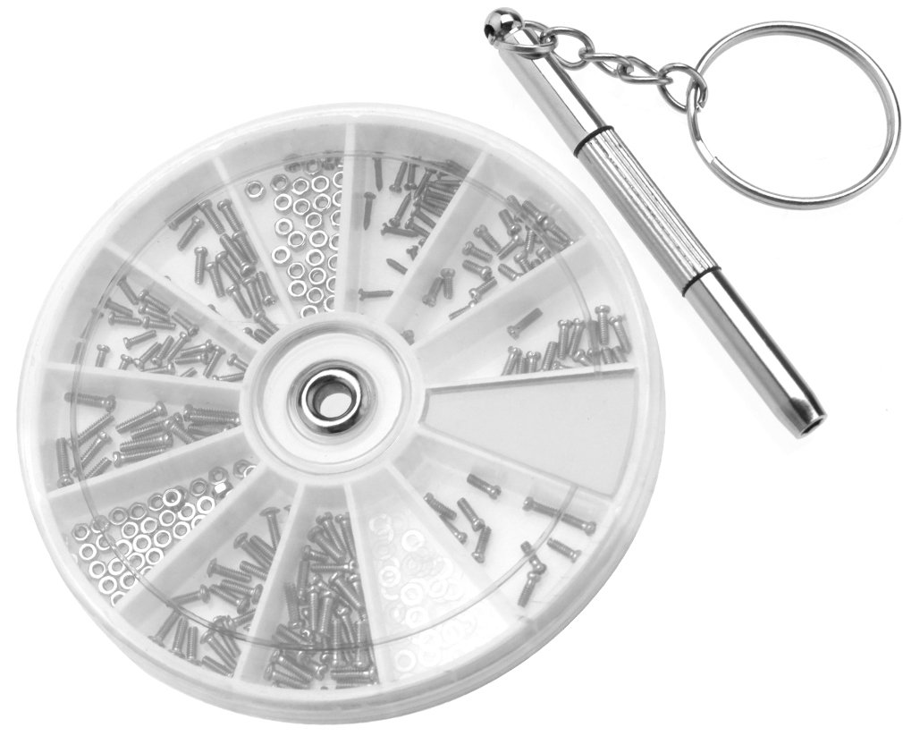 120pc Tiny Watch & Optical Glasses Screws Repair Kit Assorted With Screwdriver