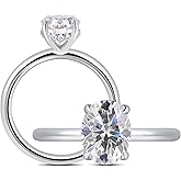 getlove 1.5/2/3CT Oval Cut Moissanite Engagement Ring 18K White Gold Plated 925 Sterling Silver D-Color VVS1 Solitaire with Hidden Halo Wedding Ring for Her Promise Ring for Women