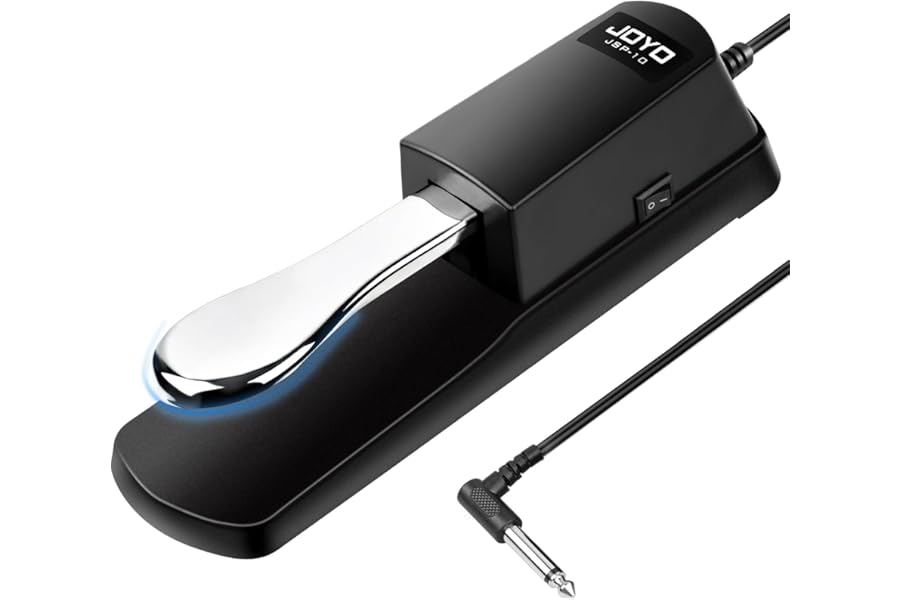 JOYO Sustain Pedal for Keyboard Piano Universal Metal Foot Controller with Polarity Switch 5ft Cable for Digital electric Piano MIDI Synthesizer (SP-10)