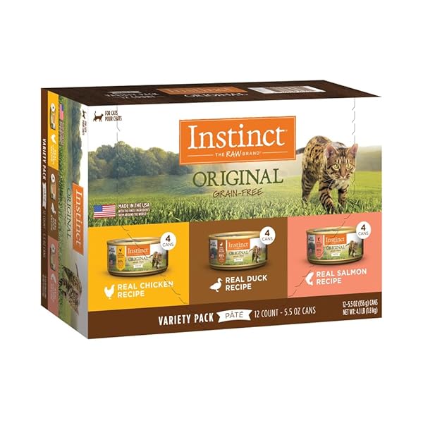 INSTINCT ORIGINAL PATE WET CAT FOOD, GRAIN FREE RECIPE – VARIETY PACK, 5.5 OZ. CANS (PACK OF 12)