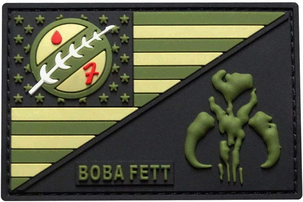 USA Flag Mandalorian Bounty Hunter Boba Fett Patch (PVC Rubber-3.0 X 2.0-MTB4)