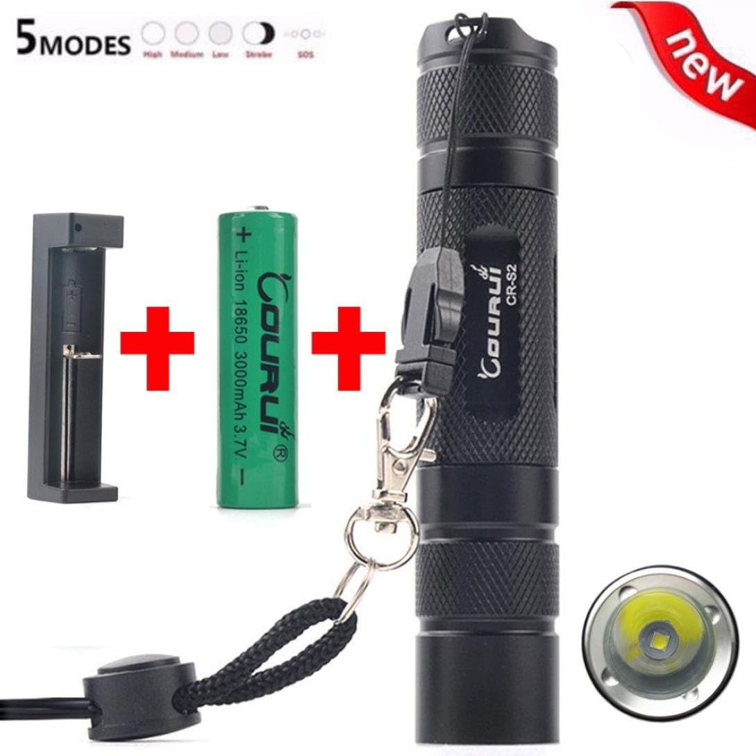Xusun CR-S2 XPL V6 LED Rechargeable Flashlight Torch+Battery,Aluminum Alloy Waterproof