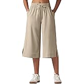 Willit Women's Wide Leg Capris Pants Lightweight Travel Pants Quick Dry Summer Walking Athletic UPF50+ Pockets