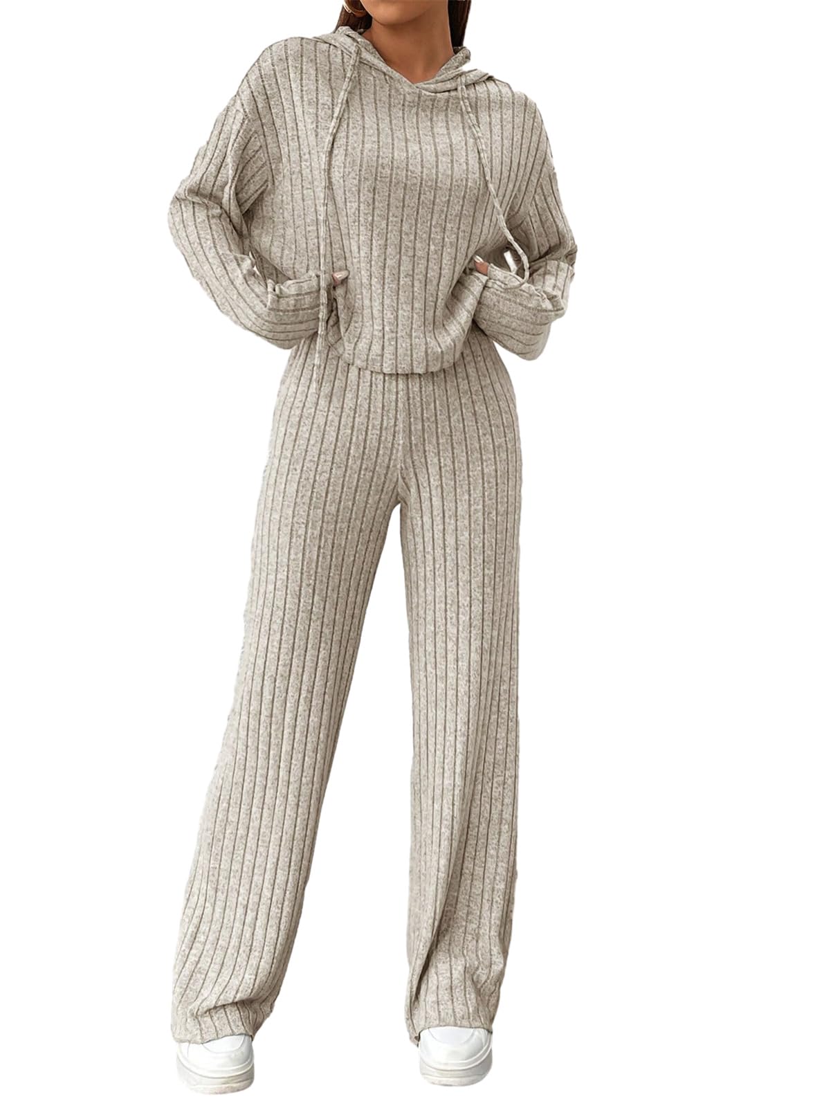 Ribbed Lounge Wear Co Ord Sets for Women - Uk 2 Pieces Tracksuit Full Set Ladies Pjs Loungewear Sleepwear Homewear