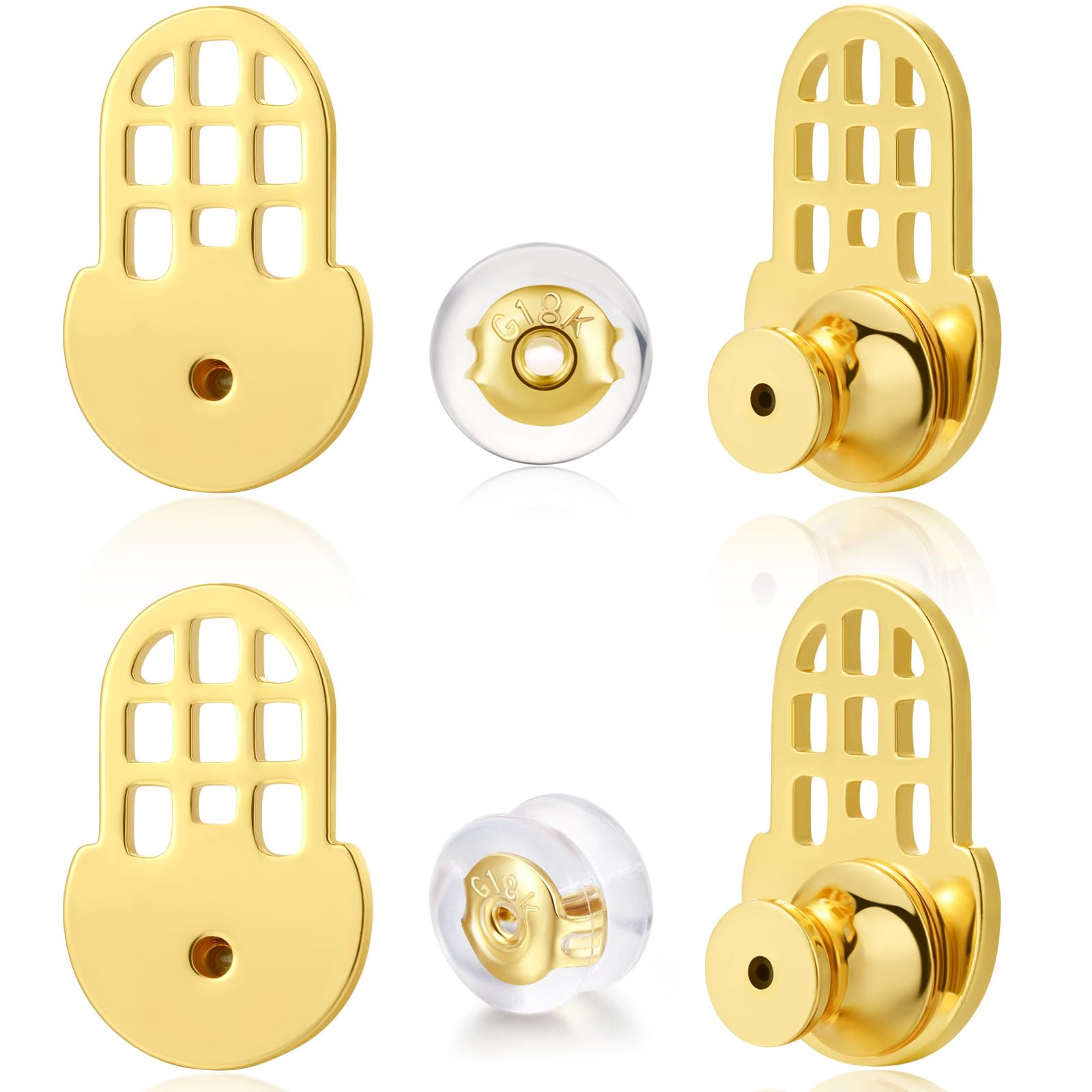 Photo 1 of 18K Gold Plated Earring Backs, Sturdy Waterdrop-Style Earring Backs Replacements for Droopy Ears, Big Earrings Lifter Backings for Studs Heavy Earrings, 6 PCS