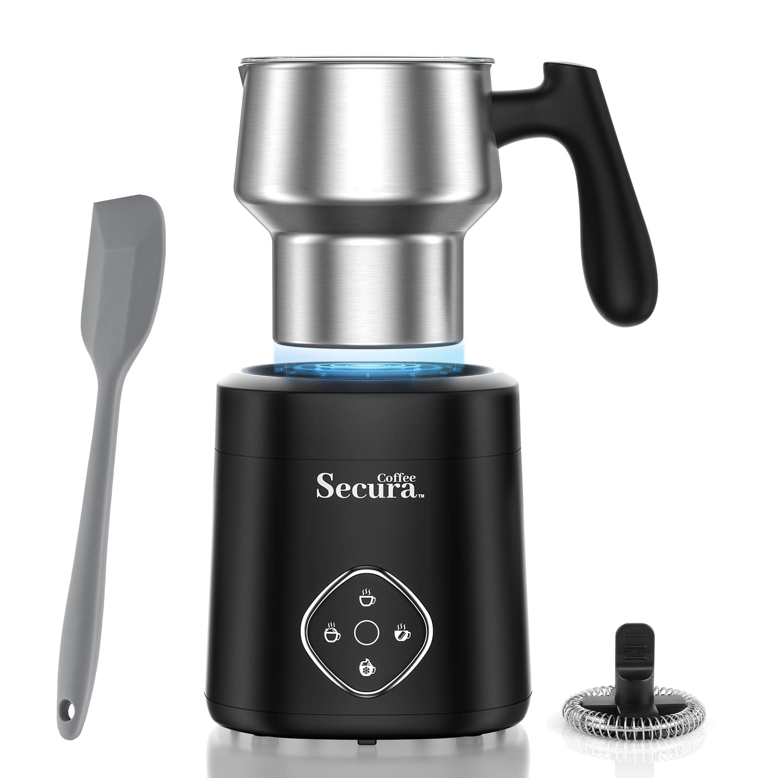Photo 1 of Secura Coffee Milk Frother, 4-in-1 Electric Milk Steamer and Frother with Detachable Stainless Steel Jug - Automatic Hot/Cold Milk Warmer for Lattes, Hot Chocolate - Induction Heating, Dishwasher Safe