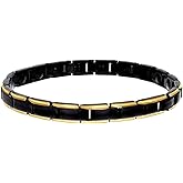 Jewels By Lux Stainless Steel Yellow Black-tone Mens Fashion Bracelet Size 8.5 Inches