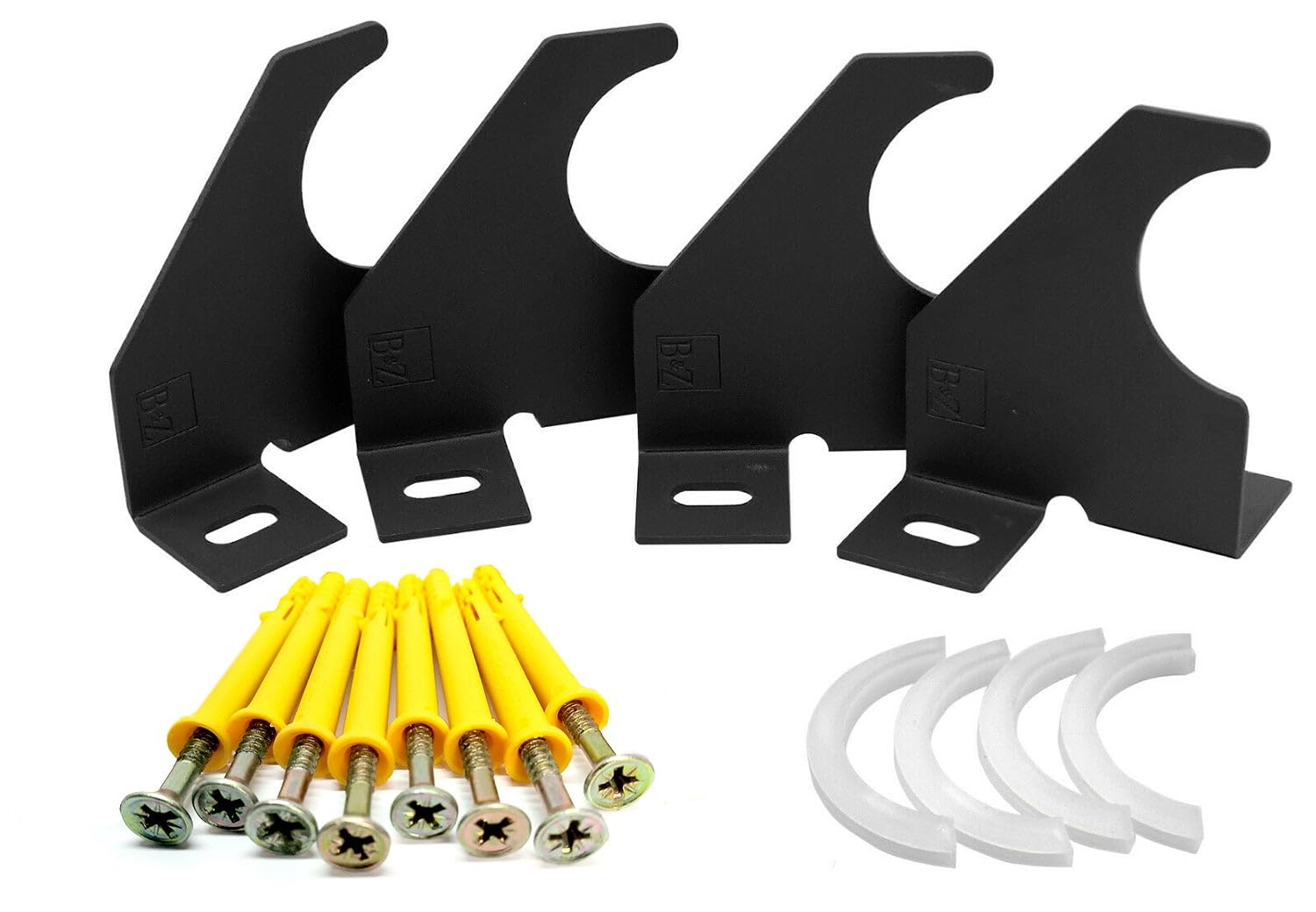 Radiator Brackets – Universal Single Arm Designer Wall Mount Brackets for Vertical & Horizontal Designer Radiators with Rear Tubes – Pack of 4 with Screws & Anti-Vibration Caps (Anthracite – 75 mm)