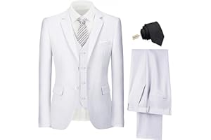 PYIUHS Mens Suit 3 Piece Set Slim Fit Wedding Groomsmen Suit for Men Two Buttons Suits Set Solid Jacket Vest Pants with Tie