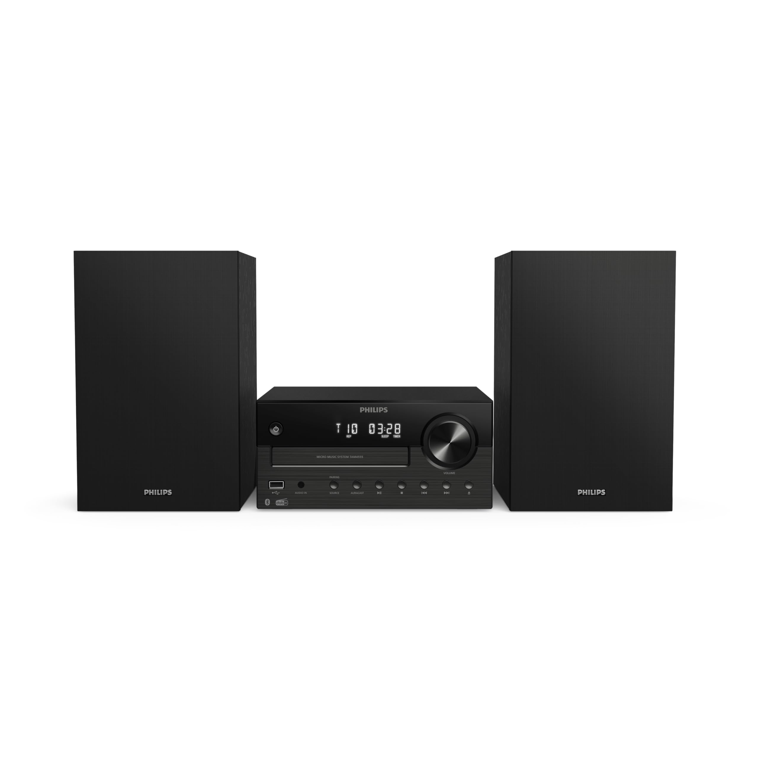 Philips TAM4555 Mikro-Hi-Fi-Anlage – 100 W, Bassreflex, DAB+/UKW, CD, USB, Audio-Eingang, Bluetooth 5.4, Auracast, Fernbedienung, digitale Soundvoreinstellungen, umweltfreundliche Verpackung 3