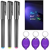 Daemson Invisible Ink Pen, Spy Pen with 3 PCS Mini UV Keychain Flashlight | Disappearing Ink Magic Pens with Black Light Markers for Secret Notes, Fit for Christmas Halloween Holiday Gifts (3 PCS)
