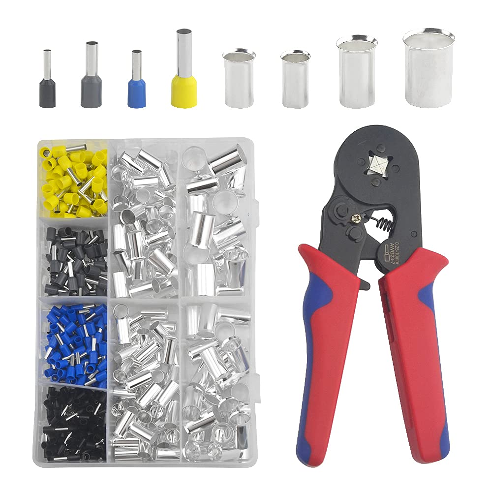 WMYCONGCONG 440 PCS Wire Ferrules Kits Ferrules Wire Ends Terminals Crimp Terminal Electrical Cable Pin Cord End Terminal 2/0-16 AWG with AWG23-7 Crimping Tool Set