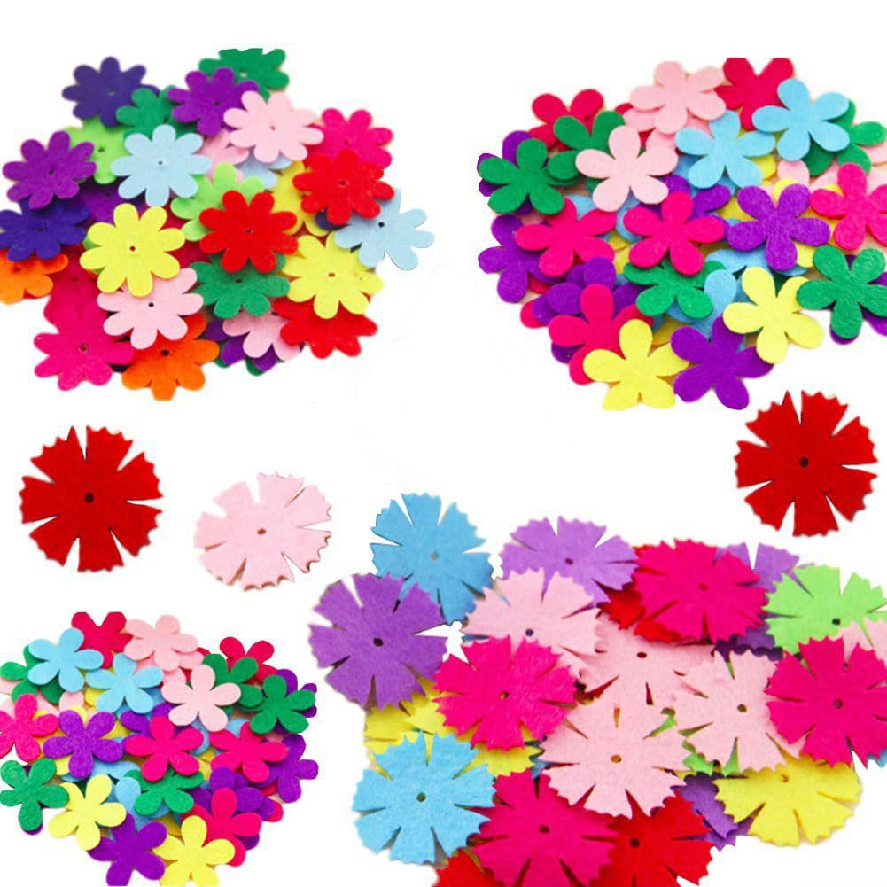 Carykon 3 Styles Craft Felt Flowers, Assorted Color, 160 Pcs