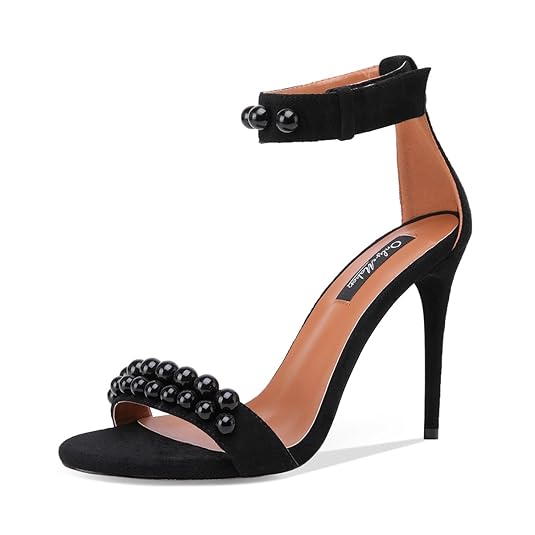 Onlymaker Frauen Sandalen Knöchelriemchen Sandaletten Pumps Stiletto High Heels Schwarz