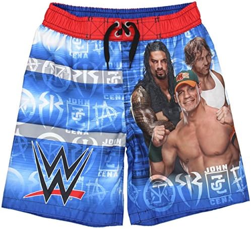 WWE Boys Swim Trunks Swimwear (Little Kid/Big Kid) (5-6, John Cena Blue)