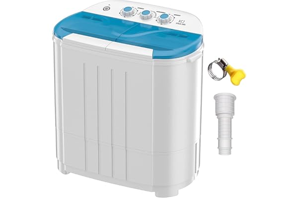 VCJ Portable Washing Machine, 14lbs Washing Machine Mini Laundry Compact Washer spinner Combo with Twin Tub, 9Lbs Washer and 5Lbs Spinner dryer for Apartments RVs and Dorms