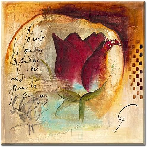 La reina Queen II, II, the image by Gemma Leys, Digitally-Printed directly on Canvas with Stretcher Frame with mirrored sides, Leinwandfertigbild Art Giclee) (Size: 90 CM x 90 CM Living and images, Flower Rosenbild Modern wooden picture frame