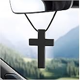 Wevdn Cross Hanging Ornaments for Car Rear View Mirror, Premium Alloy Waterproof Cross Car Hanging Ornament, Simple Cross Pendant Rear View Mirror Accessories for Car Truck Home Decor (Black)
