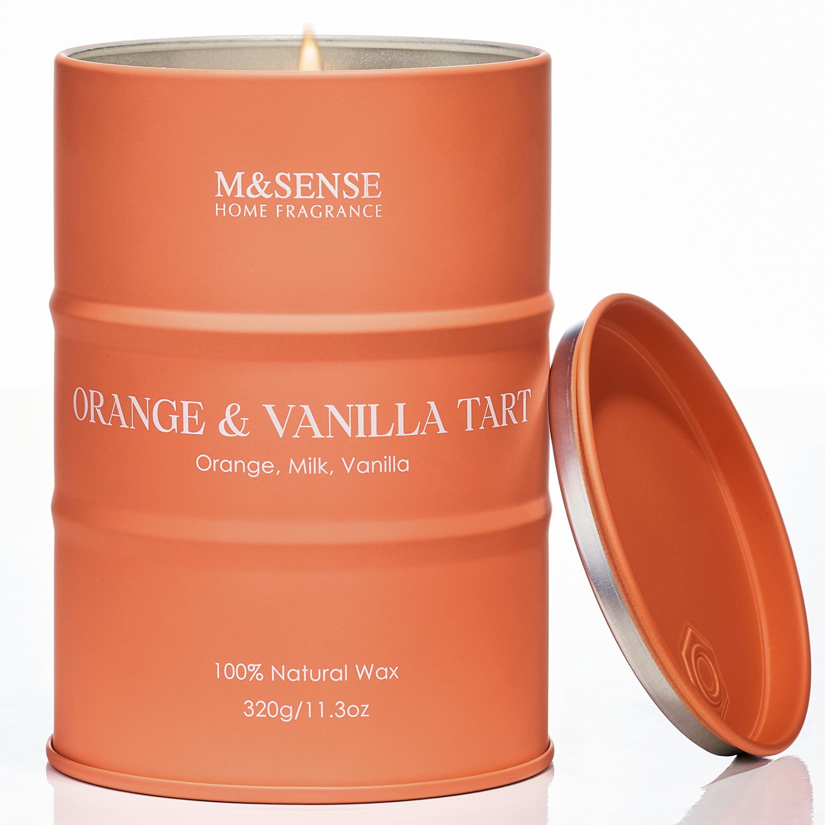 M&SENSE Orange Vanilla Scented Candle, 320g Organic Soy Wax, Up to 70 Hours Burn Time, Non Toxic Warm Home Fragrance Candle, Aromatherapy Gift for Women and Men, Relaxation and Spa Decor