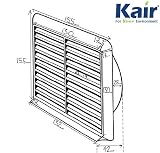 Kair Brown 100mm Louvred Wall Vent Grille with Flyscreen 155mm Front view 7