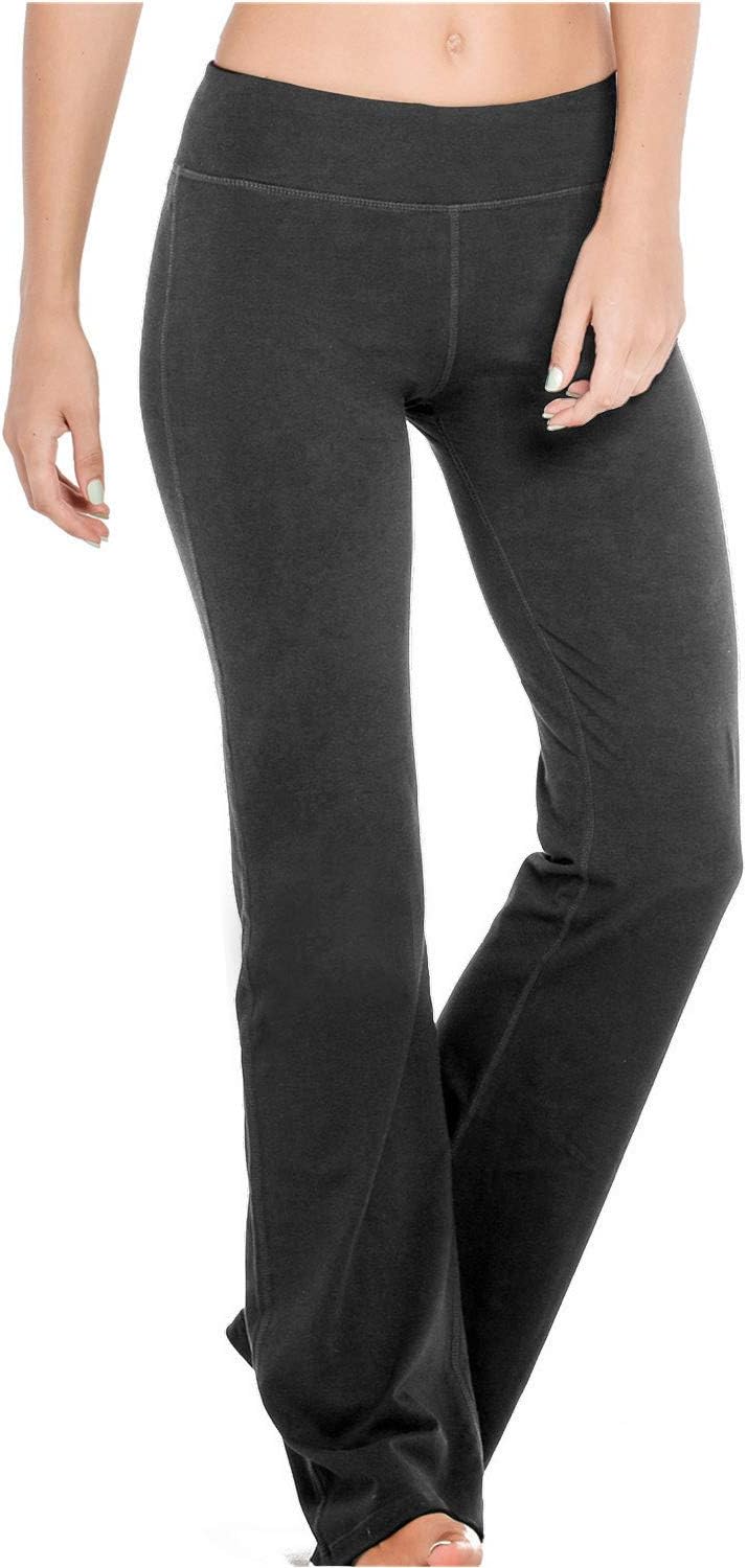 Houmous S-XXL Petite/Regular/Tall Length, Women's Yoga Bootleg Pants Inner Hidden Pocket Workout Pants