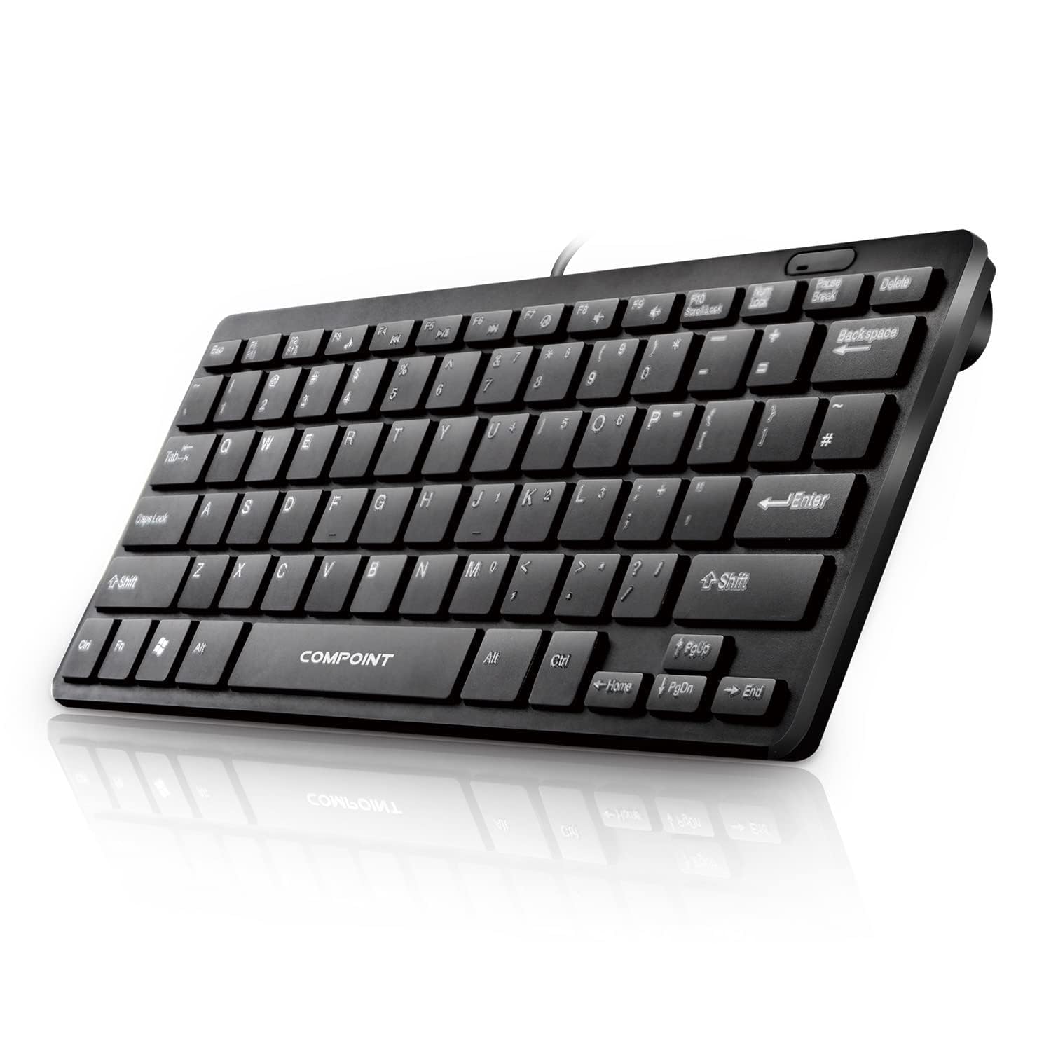 Dynamode Ultra-Slim Mini Wired Keyboard - Classic Small USB Keyboard Universal for Mac, Computer, Laptop, Gaming, Work - Quiet Black Compact Mechanical Wired Keyboard with 78 UK Layout Keys