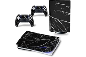 CXWITHY Skin Sticker for PS5 Disc Edition Console and Wireless Controllers, Full Protective Skin Set Vinyl Decal Cover Wrap for PS5 Disc Edition (Black Marble)
